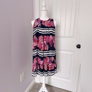 Vince Camuto Floral Dress with Stripes - Navy, White & Pink
